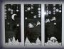 Sněhulák na papírovém okně pro zdobení oken na Nový rok: vytiskněte a vystřihněte šablony a šablony pro samolepky a kreslení na okna, foto